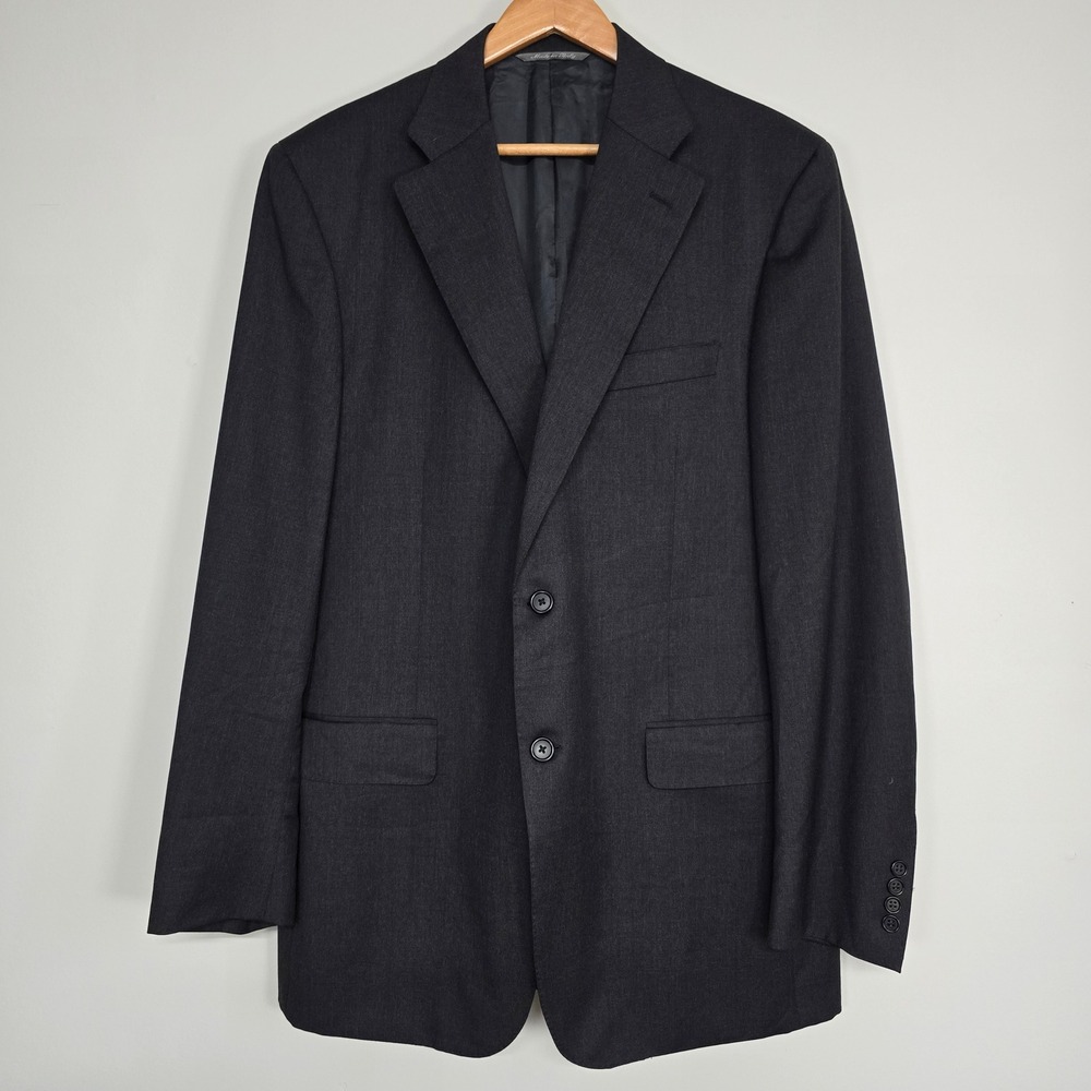 Canali Sport Coat Mens 54L 44L Charcoal Grey Wool Two Button Italy Blazer Jacket